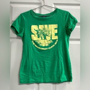 Rana Tropic Green Costa Rica Save The Rain Forest Girls T-Shirt - Large - VGUC